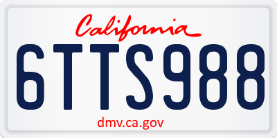 CA license plate 6TTS988