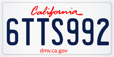 CA license plate 6TTS992