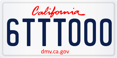 CA license plate 6TTT000