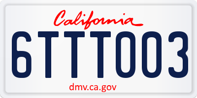 CA license plate 6TTT003