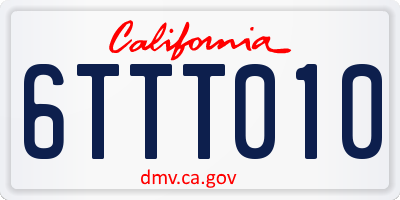CA license plate 6TTT010