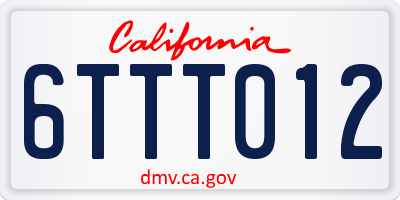 CA license plate 6TTT012