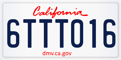 CA license plate 6TTT016