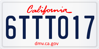 CA license plate 6TTT017