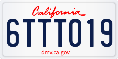 CA license plate 6TTT019