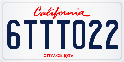 CA license plate 6TTT022