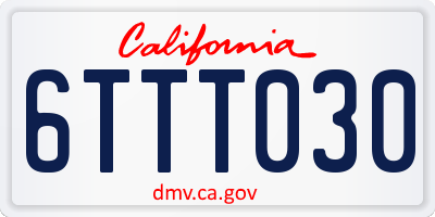 CA license plate 6TTT030