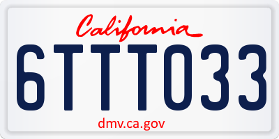 CA license plate 6TTT033