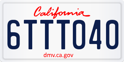 CA license plate 6TTT040