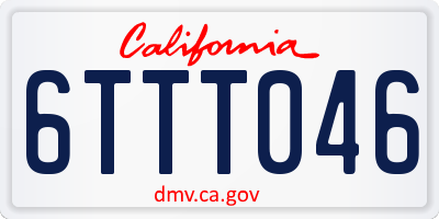 CA license plate 6TTT046