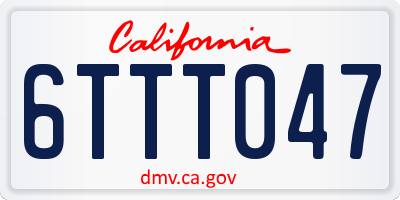 CA license plate 6TTT047