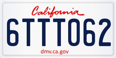 CA license plate 6TTT062