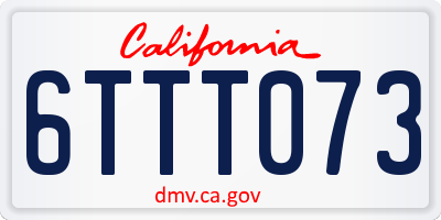 CA license plate 6TTT073