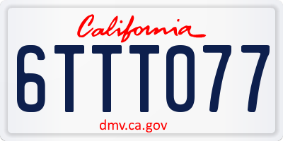 CA license plate 6TTT077
