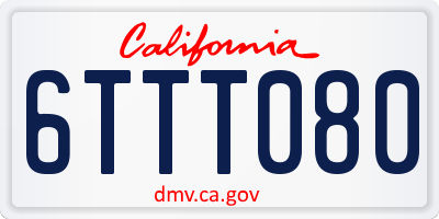 CA license plate 6TTT080