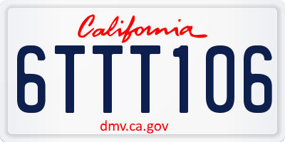 CA license plate 6TTT106