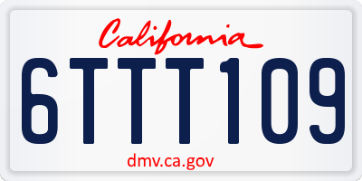 CA license plate 6TTT109