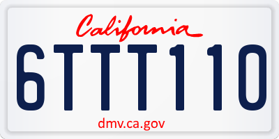 CA license plate 6TTT110