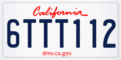 CA license plate 6TTT112