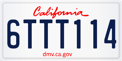 CA license plate 6TTT114