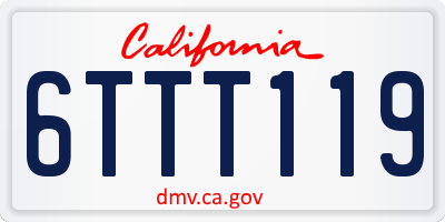 CA license plate 6TTT119