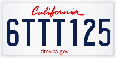 CA license plate 6TTT125
