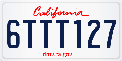 CA license plate 6TTT127