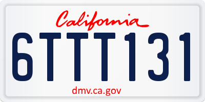 CA license plate 6TTT131
