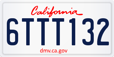 CA license plate 6TTT132
