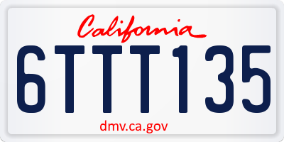 CA license plate 6TTT135