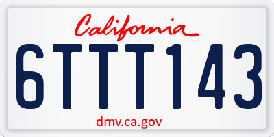 CA license plate 6TTT143