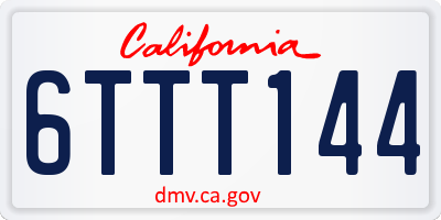 CA license plate 6TTT144
