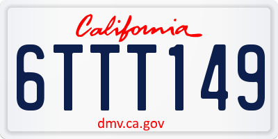 CA license plate 6TTT149