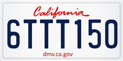 CA license plate 6TTT150
