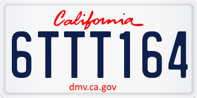 CA license plate 6TTT164