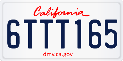 CA license plate 6TTT165