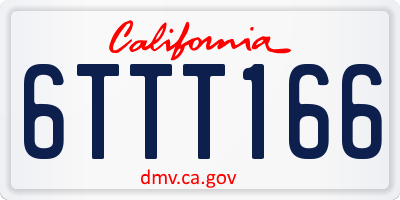 CA license plate 6TTT166