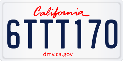 CA license plate 6TTT170