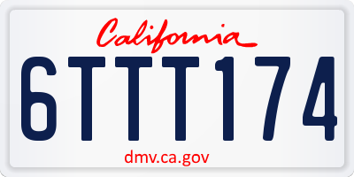CA license plate 6TTT174