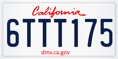 CA license plate 6TTT175