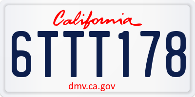 CA license plate 6TTT178