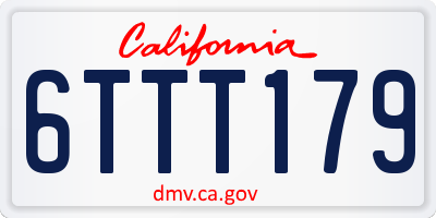 CA license plate 6TTT179