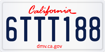 CA license plate 6TTT188