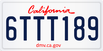 CA license plate 6TTT189