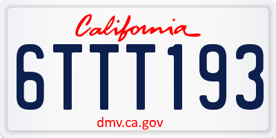 CA license plate 6TTT193