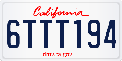 CA license plate 6TTT194