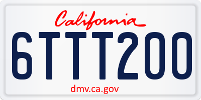 CA license plate 6TTT200