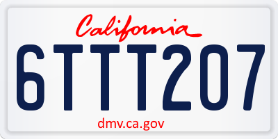 CA license plate 6TTT207