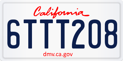 CA license plate 6TTT208