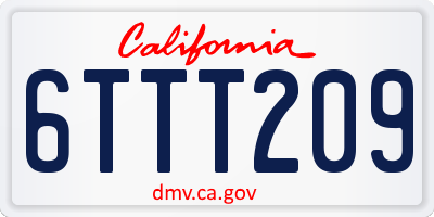 CA license plate 6TTT209